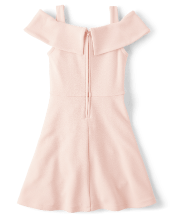 Girls Bow Jacquard Off Shoulder Dress