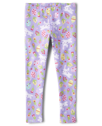 Girls Mix And Match Easter Print Knit Leggings