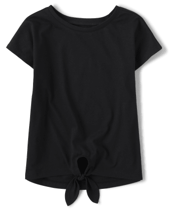 Girls Mix And Match Short Dolman Sleeve Tie Front Top BLACK The Children s Place