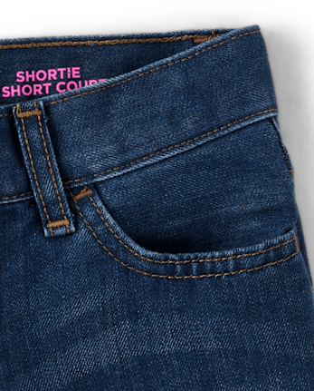 Girls Roll Cuff Denim Shortie Shorts