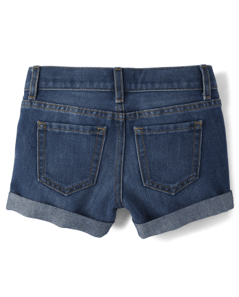 Paquete de 3 shorts cortos de mezclilla con puños enrollados para niñas