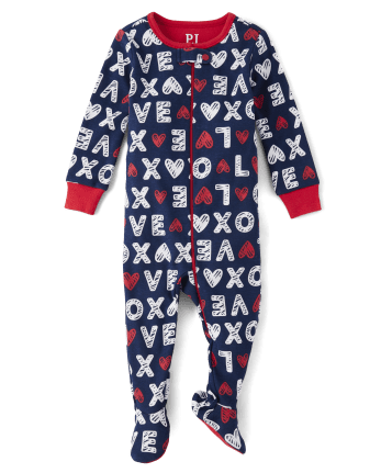 Unisex Baby And Toddler Matching Family Love Snug Fit Cotton Footed One Piece Pajamas