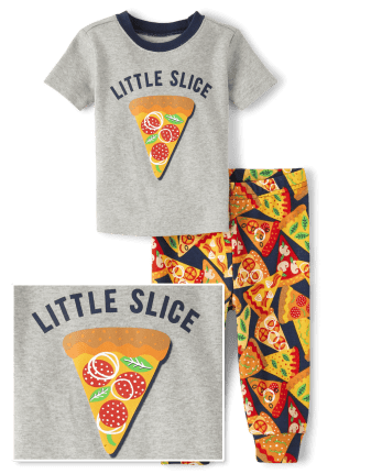 Baby And Toddler Boys Short Sleeve Pizza Snug Fit Cotton Pajamas