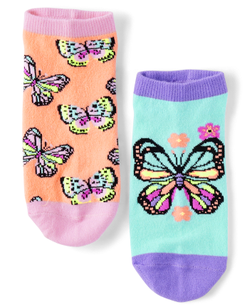 Girls Butterfly Ankle Socks 6-Pack
