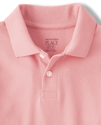Boys Short Sleeve Pique Polo The Children s Place ROSE PETAL