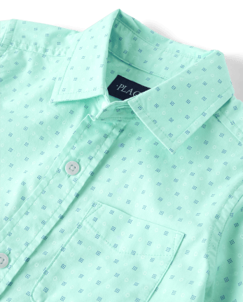 Camisa con botones de popelina estampada para niños