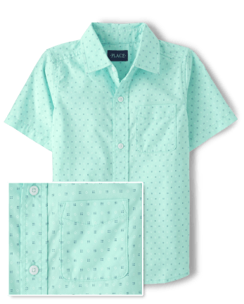 Camisa con botones de popelina estampada para niños