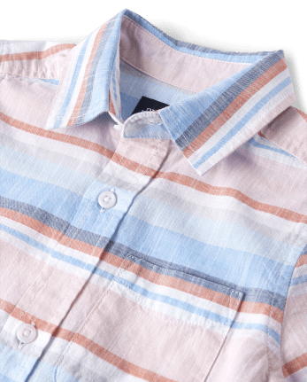 Boys Dad And Me Striped Chambray Button Up Shirt