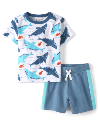 Baby And Toddler Boys Shark 2-Piece Outfit Set