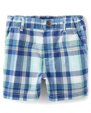 Familiar plaid cotton-blend shorts - Blue