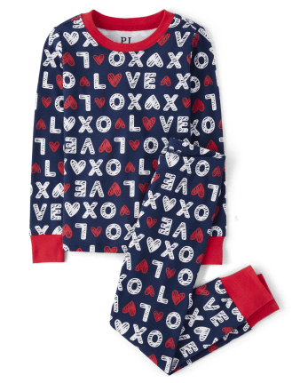 Unisex Kids Matching Family Love Snug Fit Cotton Pajamas