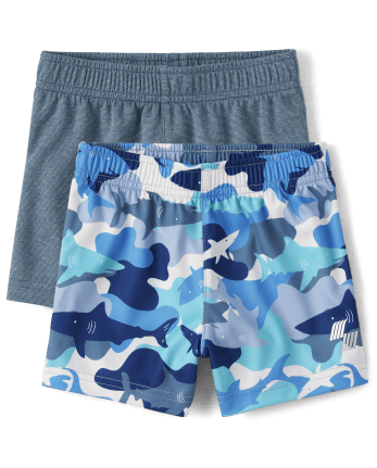 Baby And Toddler Boys Shark Performance Basketball Shorts 2-Pack