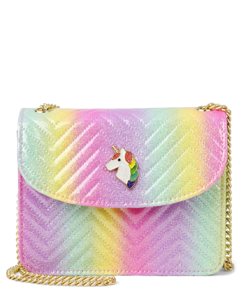 Girls Rainbow Unicorn Quilted Bag