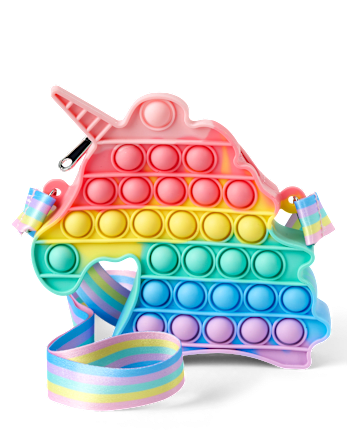 Bolso bandolera Fidget con unicornio arcoíris para niñas