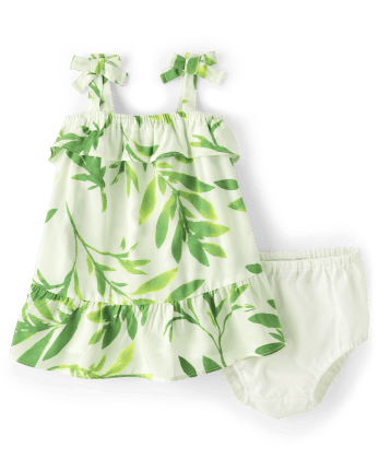 Baby Girls Matching Family Palm Leaf Ruffle Dress