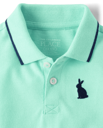 Baby Boys Bunny Pique Polo Romper