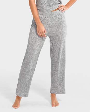 Womens Ribbed Ankle Pajama Pants