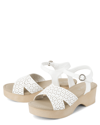 Girls Perforated Platform Sandals