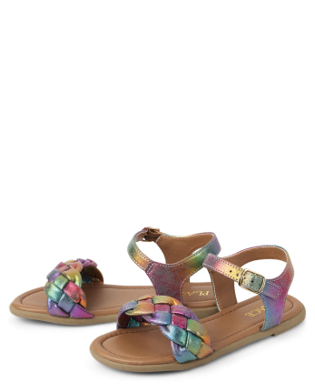Girls Rainbow Ombre Braided Sandals | The Children's Place - MULTI CLR