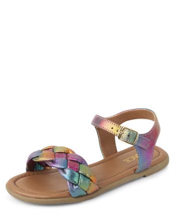 Girls Rainbow Ombre Braided Sandals