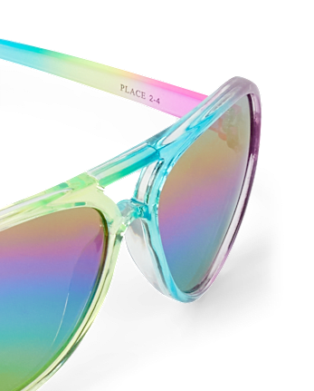 Toddler Girls Rainbow Tie Dye Aviator Sunglasses