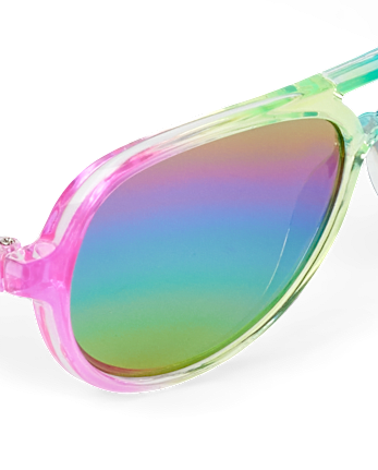 Toddler Girls Rainbow Tie Dye Aviator Sunglasses