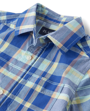 Camisa con botones de popelina a cuadros para niños