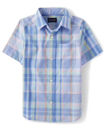 Boys Plaid Poplin Button Up Shirt