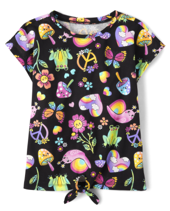 Girls Print Tie-Front Top