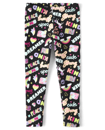 Girls Mix And Match Doodle Print Knit Leggings | The Children's Place ...