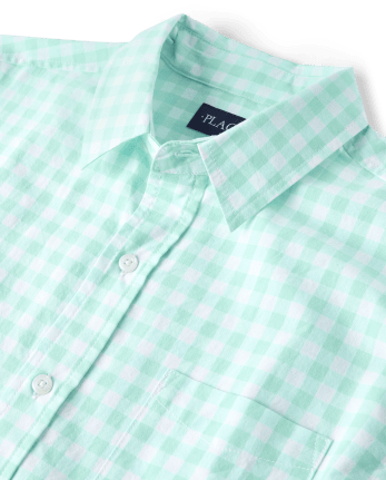 Mens Dad And Me Gingham Poplin Button Up Shirt