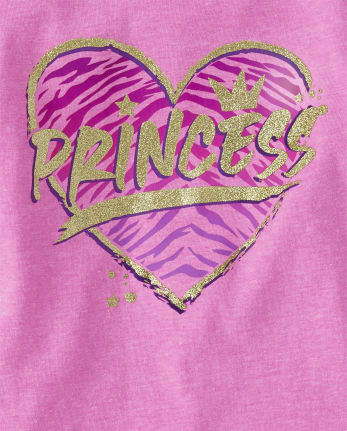 Camiseta con estampado de corazón de princesa para bebés y niñas pequeñas