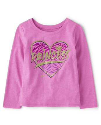 Camiseta con estampado de corazón de princesa para bebés y niñas pequeñas