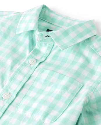 Baby And Toddler Boys Long Sleeve Gingham Poplin Button Up Shirt