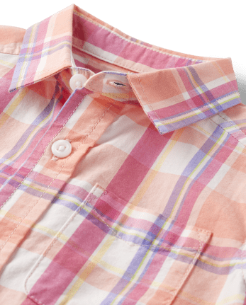 Baby And Toddler Boys Plaid Poplin Button Up Shirt