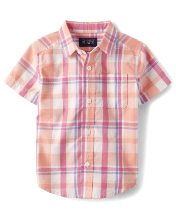 Baby And Toddler Boys Plaid Poplin Button Up Shirt