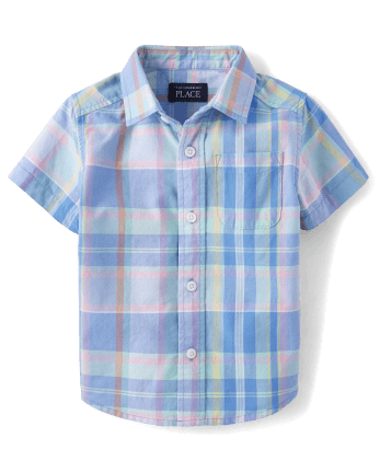 Camisa con botones de popelina a cuadros para bebés y niños pequeños
