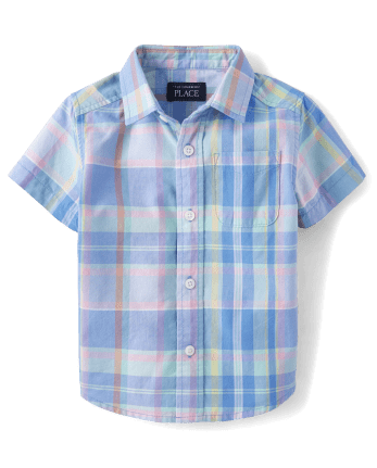 Baby And Toddler Boys Short Sleeve Plaid Poplin Button Up Shirt | The ...