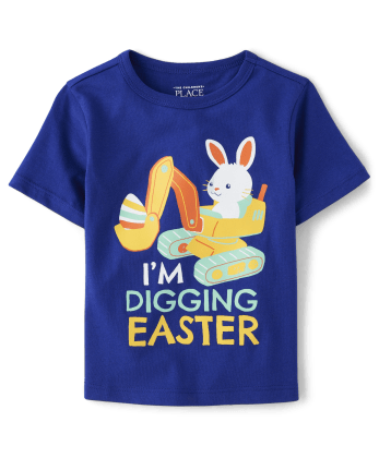 Baby And Toddler Boys Digging Easter Graphic Tee