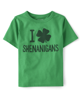 Boys' St. Patrick's Day T-Shirt - Cotton Short Sleeve With Four Leaf Clover Design