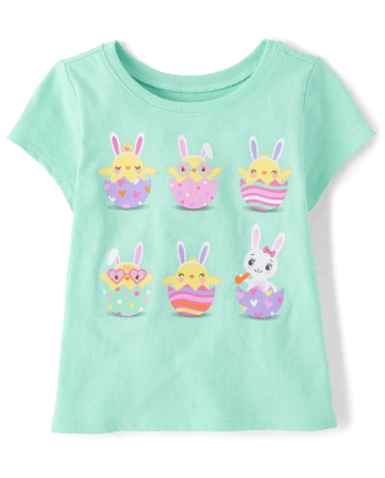 Baby And Toddler Girls Easter Eggs Graphic Tee