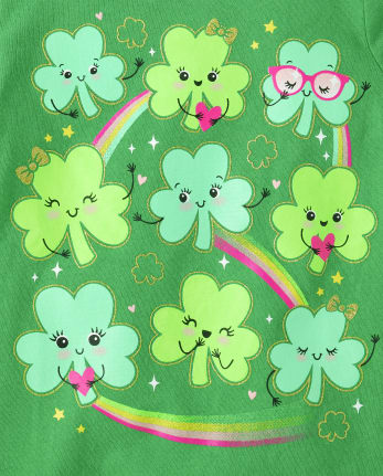 Camiseta con estampado de trébol para bebés y niñas pequeñas