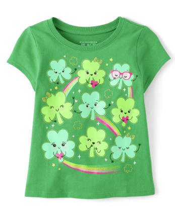 Baby And Toddler Girls Short Sleeve St. Patrick's Day Shamrock Graphic ...
