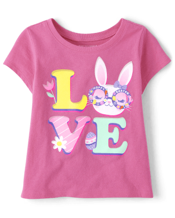 Baby And Toddler Girls Short Sleeve Easter Love Graphic Tee | The ...