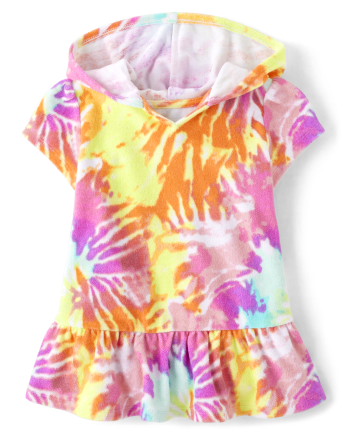 Baby And Toddler Girls Rainbow Tie Dye Terry Cover-Up