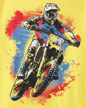 Camiseta con estampado de motociclista para niños