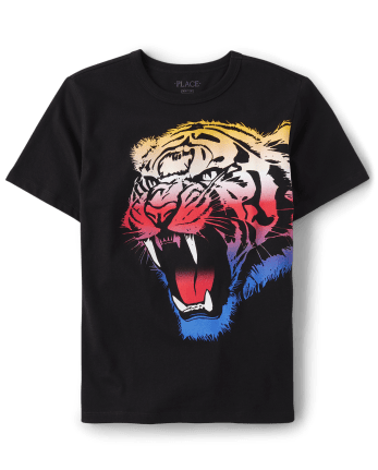 Boys Short Sleeve Tiger Graphic Tee | The Children's Place - BLACK