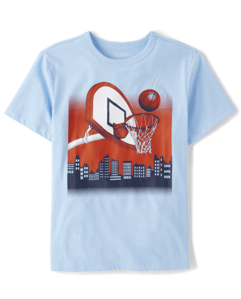 Camiseta con estampado de baloncesto de manga corta para niños