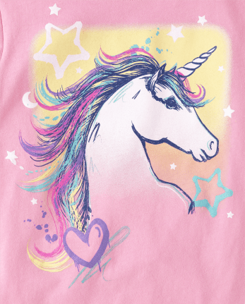 Kids pink Nashville Glittery Unicorn T-shirt
