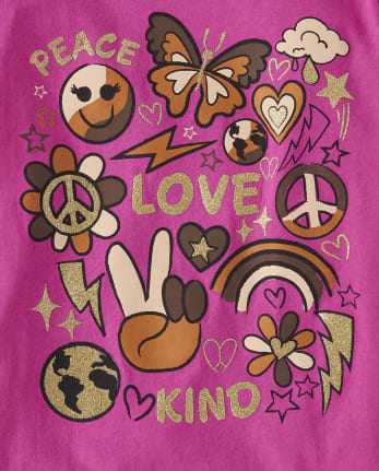 Girls Peace Love Kind Graphic Tee
